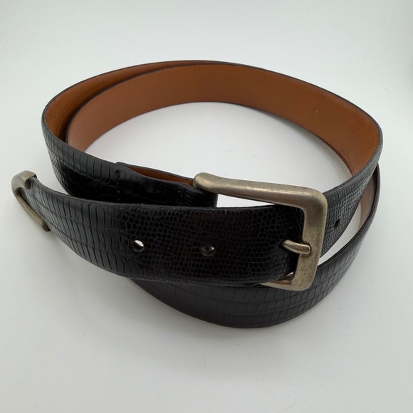 Roundtree & Yorke Other - Roundtree & Yorke Men's Black Lizard Embossed Leather Belt Made in Italy Size 40